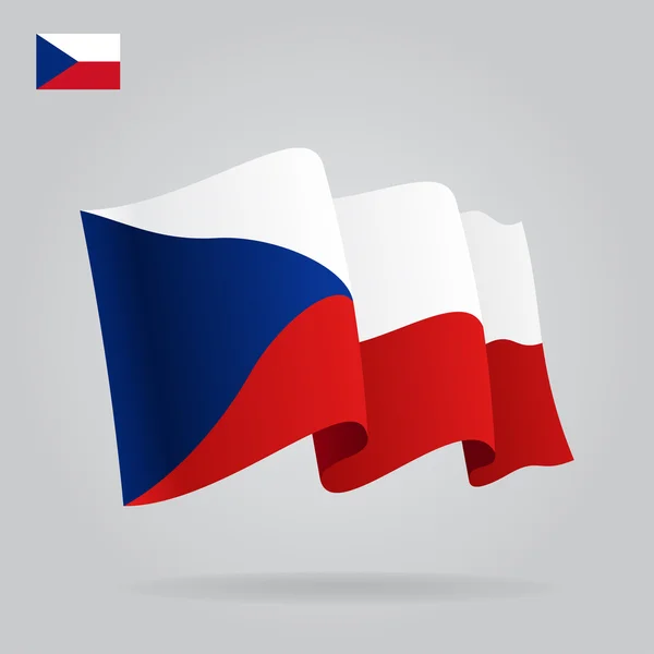 Flat en Tsjechië vlag zwaaien. Vector — Stockvector