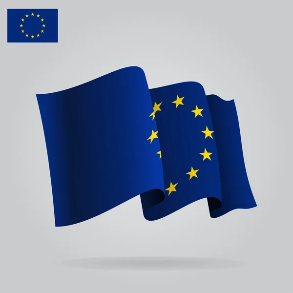 Lapos és hullámzó európai uniós zászlót. vektor — Stock Vector