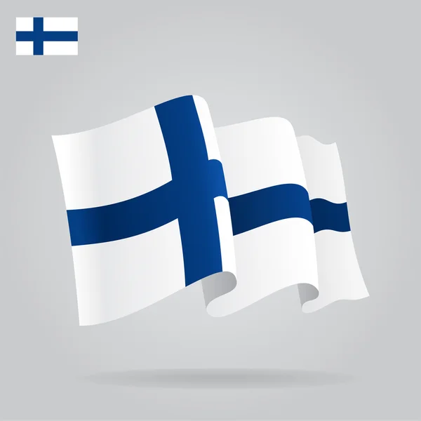 Drapeau finlandais plat et agitant. Vecteur — Image vectorielle