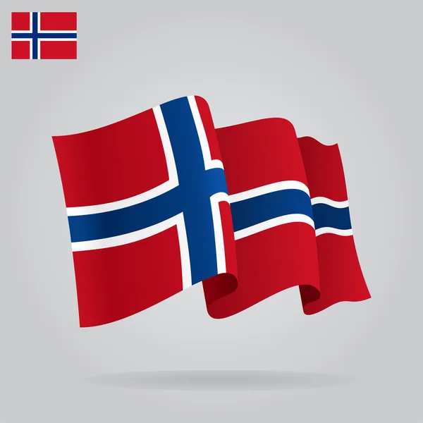 Bandera de Noruega plana y ondeante. Vector — Archivo Imágenes Vectoriales