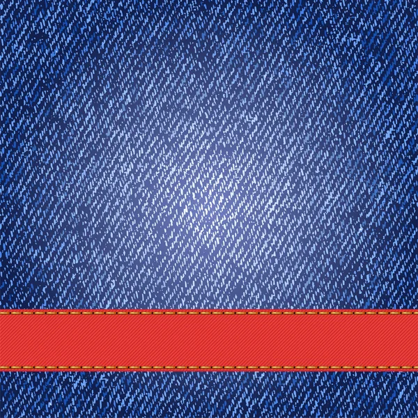 Jeans-Textur mit Etikettenband. Vektor — Stockvektor