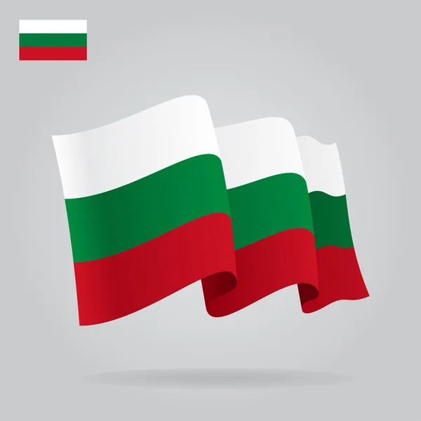 フラットと手を振っているブルガリア国旗。ベクトル — ストックベクタ