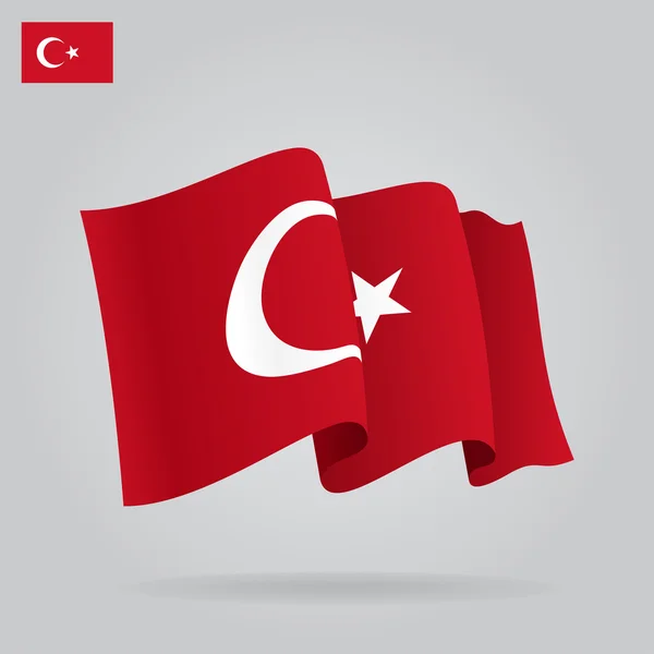 Bandera Turca plana y ondeante. Vector — Archivo Imágenes Vectoriales