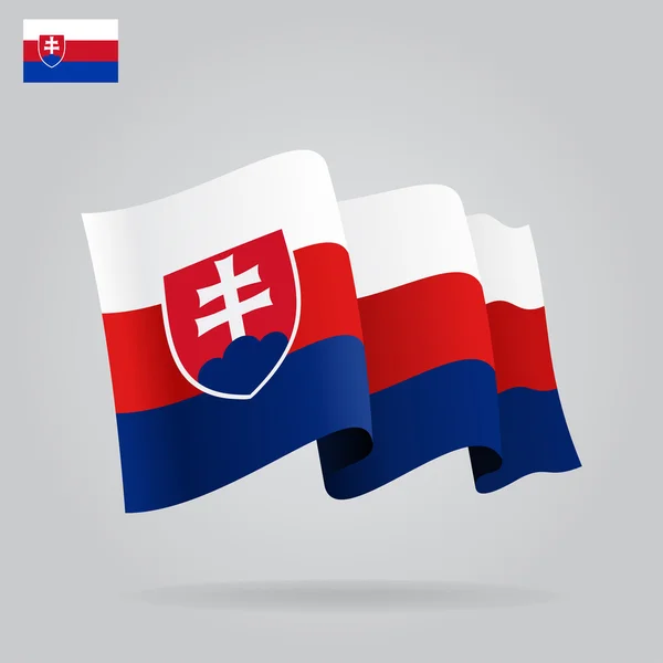 Flat and waving Slovak Flag. Vector — Stock Vector