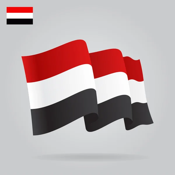 Επίπεδη και κυματίζει σημαία της Υεμένης. Διάνυσμα — Διανυσματικό Αρχείο