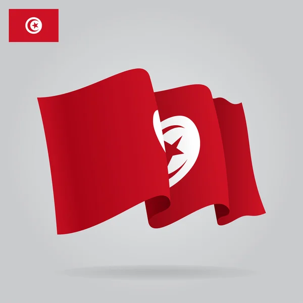 Drapeau de Tunisie plat et ondulé. Vecteur — Image vectorielle