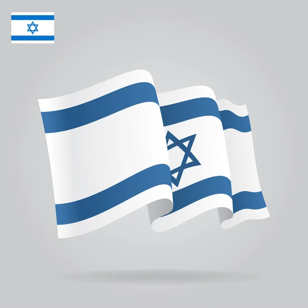 Płaskie i macha flagą izraelską. Wektor — Wektor stockowy