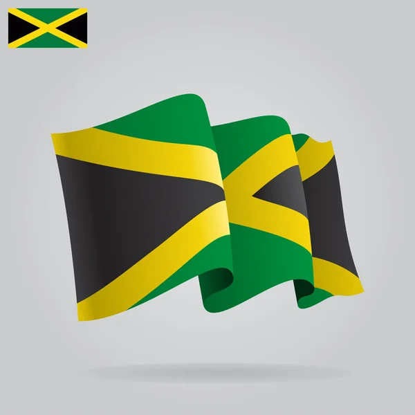 Bandeira da Jamaica plana e ondulada. Vetor — Vetor de Stock