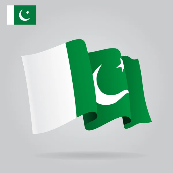 Bandiera pakistana piatta e sventolata. Vettore — Vettoriale Stock