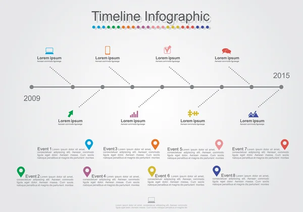 Timeline Infographic template with icons. Vector — Stock Vector