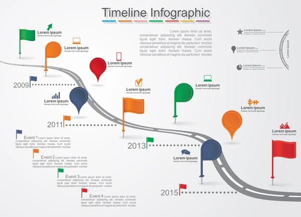 Timeline Infographic sjabloon met pictogrammen. Vector — Stockvector