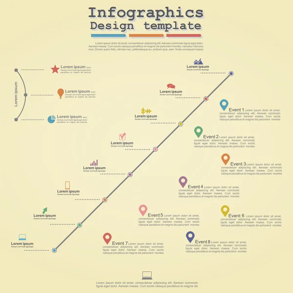 Plantilla de Infografía de Línea de Tiempo con iconos. Vector — Archivo Imágenes Vectoriales