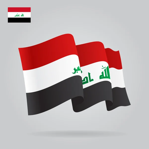 Platt och viftande irakiska flaggan. Vektor — Stock vektor