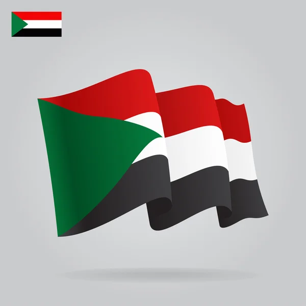 Bandera de Sudán plana y ondeante. Vector — Archivo Imágenes Vectoriales