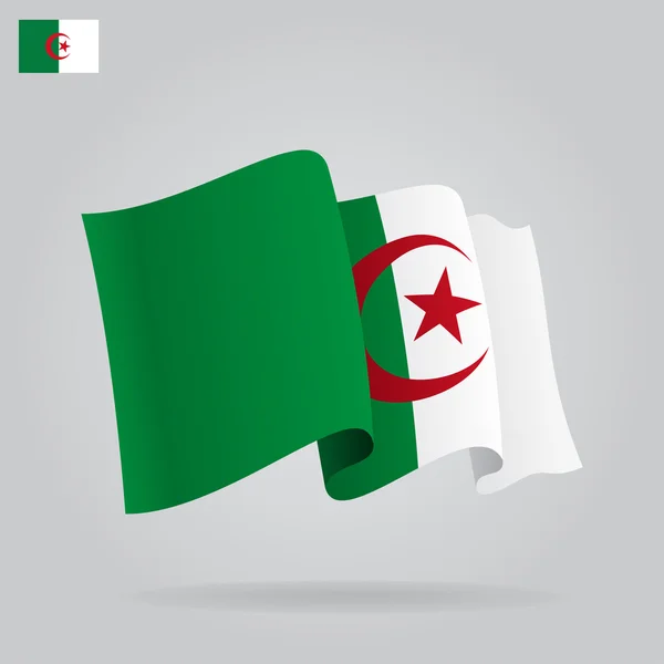 Cezayir bayrağı sallayarak ve düz. Vektör — Stok Vektör