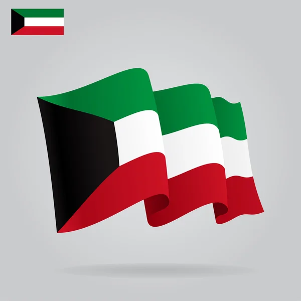 Flat and waving Kuwait Flag. Vector — Stock Vector