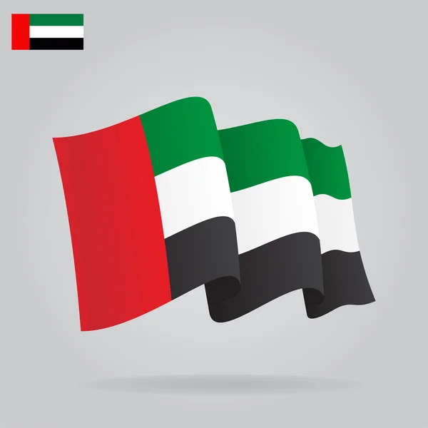 Flach und schwenkt die Flagge der Vereinigten Arabischen Emirate. Vektor — Stockvektor