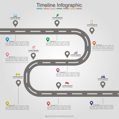 Yol Infographic zaman çizelgesi öğesi düzen. Vektör