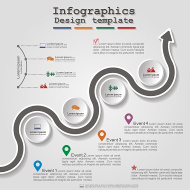 Yol Infographic zaman çizelgesi öğesi düzen. Vektör
