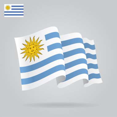 Uruguay bayrağı sallayarak ve düz. vektör