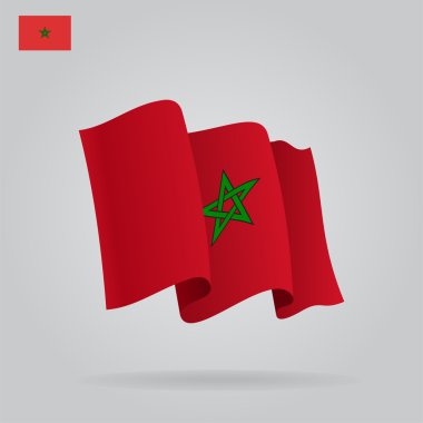 Flat and waving Moroccan Flag. Vector clipart