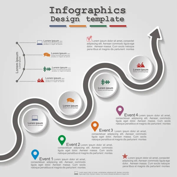 Road infographic timeline element layout. Vector — Stock Vector