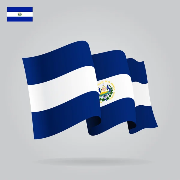 Bandera Salvador plana y ondeante. Vector — Vector de stock