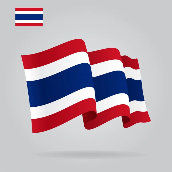 Plochý a mává thajská vlajka. Vektor — Stockový vektor