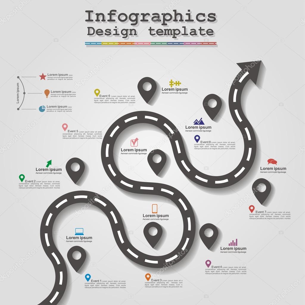 Road infographic timeline element layout. Vector