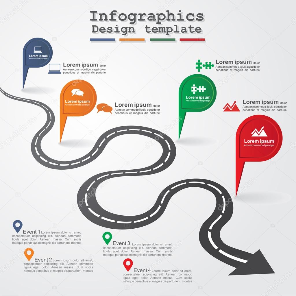 Road infographic layout. Vector illustration.