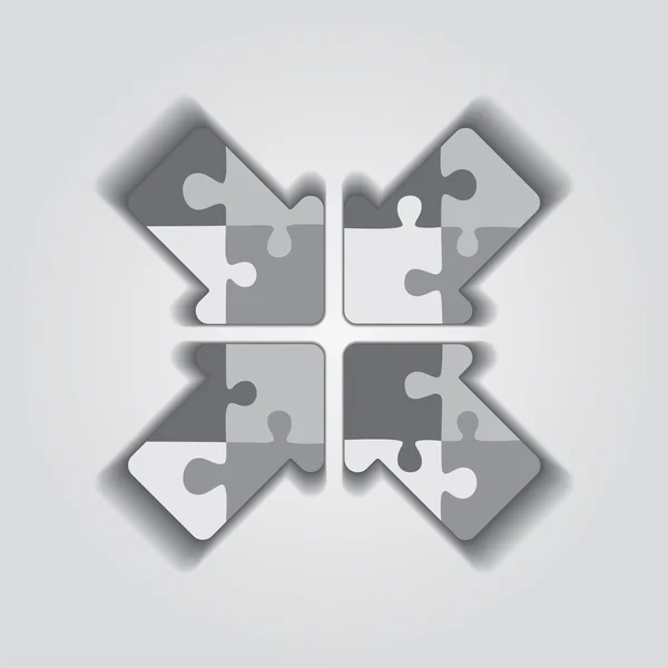Arrow puzzle concept su sfondo grigio. Vettore — Vettoriale Stock