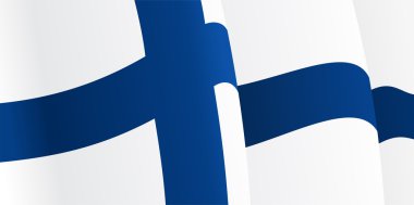 Finlandiya bayrağını sallayarak ile arka plan. Vektör