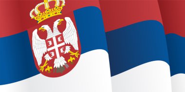 Background with waving Serbian Flag. Vector clipart