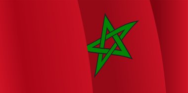 Background with waving Moroccan Flag. Vector clipart