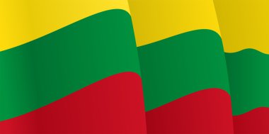 Background with waving Lithuanian Flag. Vector clipart