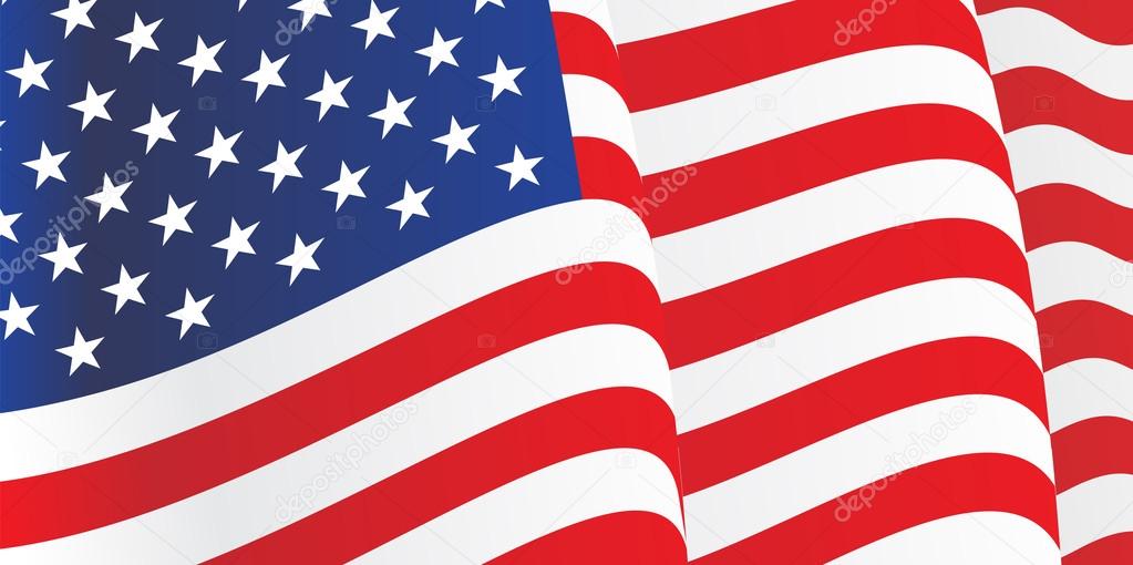 Background with waving American Flag. Vector