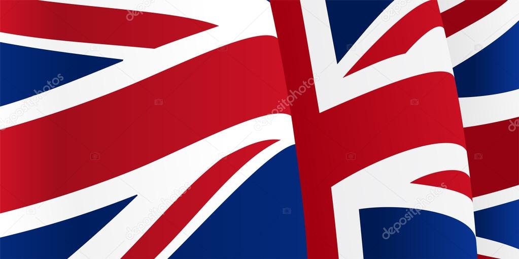 Background with waving Great Britain Flag. Vector