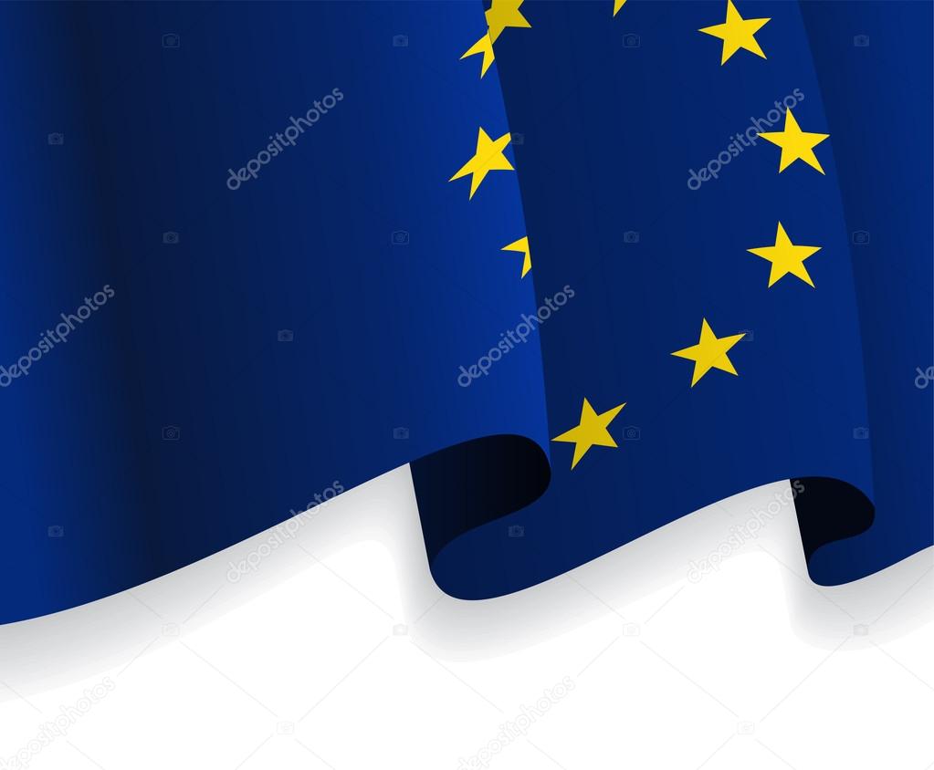 Background with waving European Union Flag. Vector