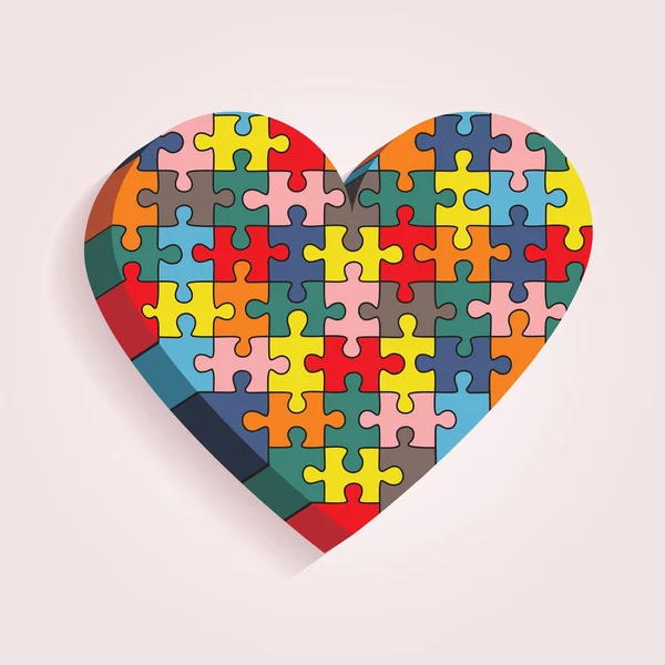 Abstract heart made of puzzle pieces. Vector — Stock Vector