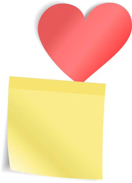 Красное сердце с бумажной наклейкой. Векторная иллюстрация — стоковый вектор