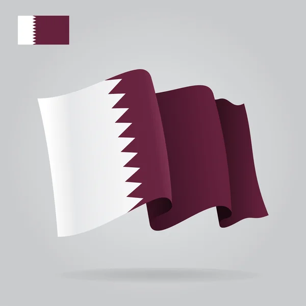 Drapeau Qatar plat et agitant. Vecteur — Image vectorielle