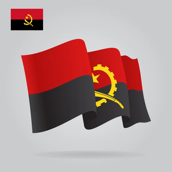 Flat and waving Angolan Flag. Vector — Stock Vector