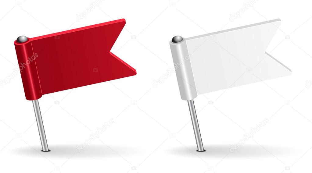 Red and white pin icon flag. Vector illustration