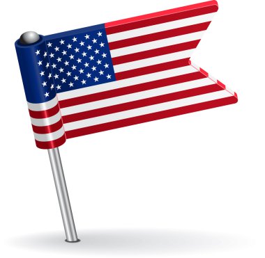 Amerikan pin simgesi bayrak. Vektör çizim