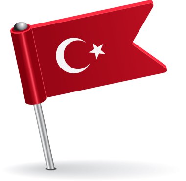 Türk PIN simgesi bayrak. Vektör çizim