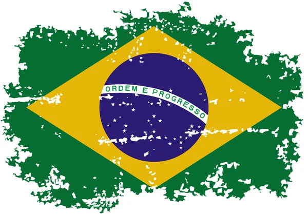 Brasilianska grunge flagga. vektor illustration. — Stock vektor