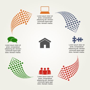Soyut Infographic noktalar oklarla. Vektör çizim