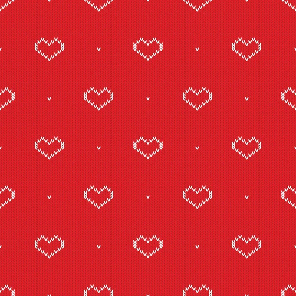 Seamless knitted pattern with hearts. Vector illustration — Stock Vector