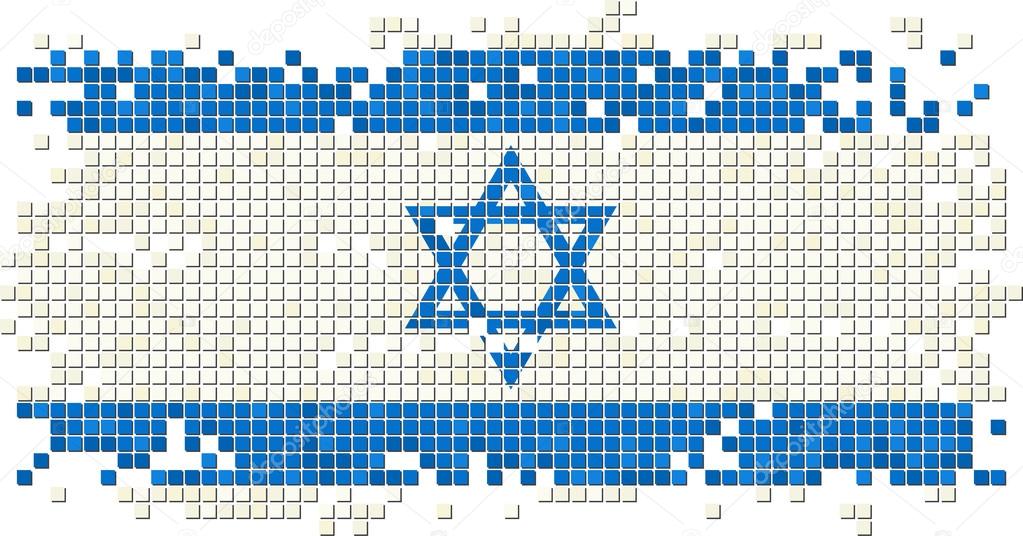 Israeli grunge tile flag. Vector illustration