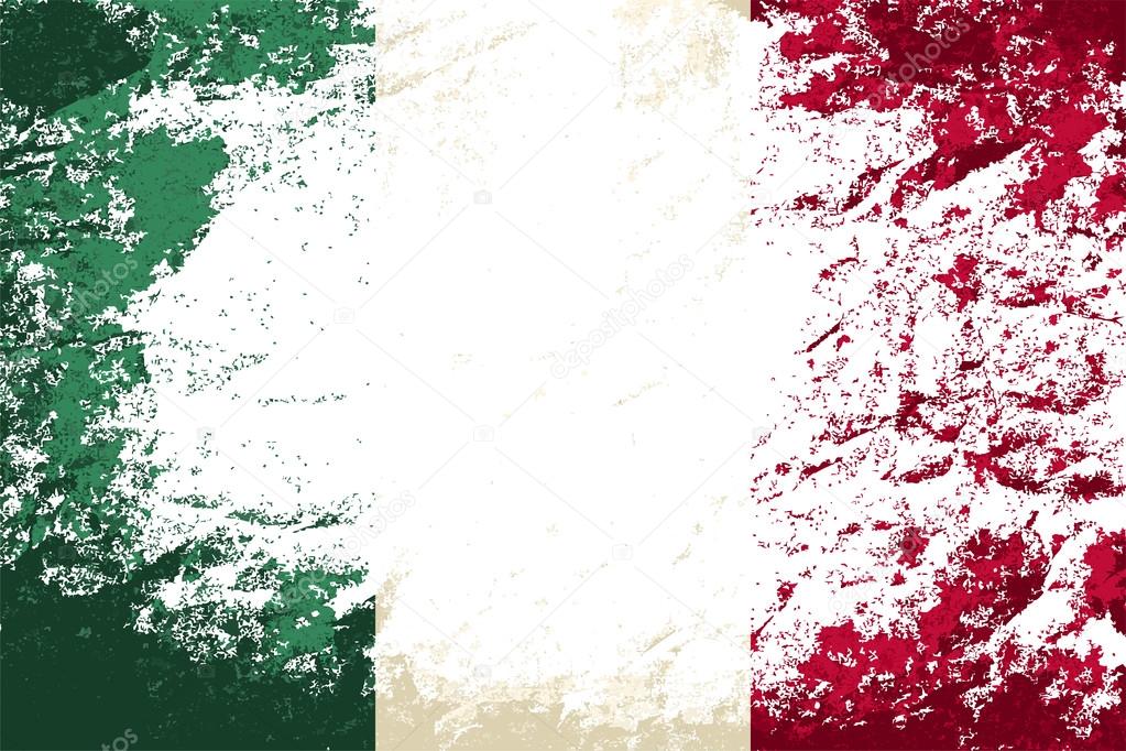 Italian flag. Grunge background. Vector illustration